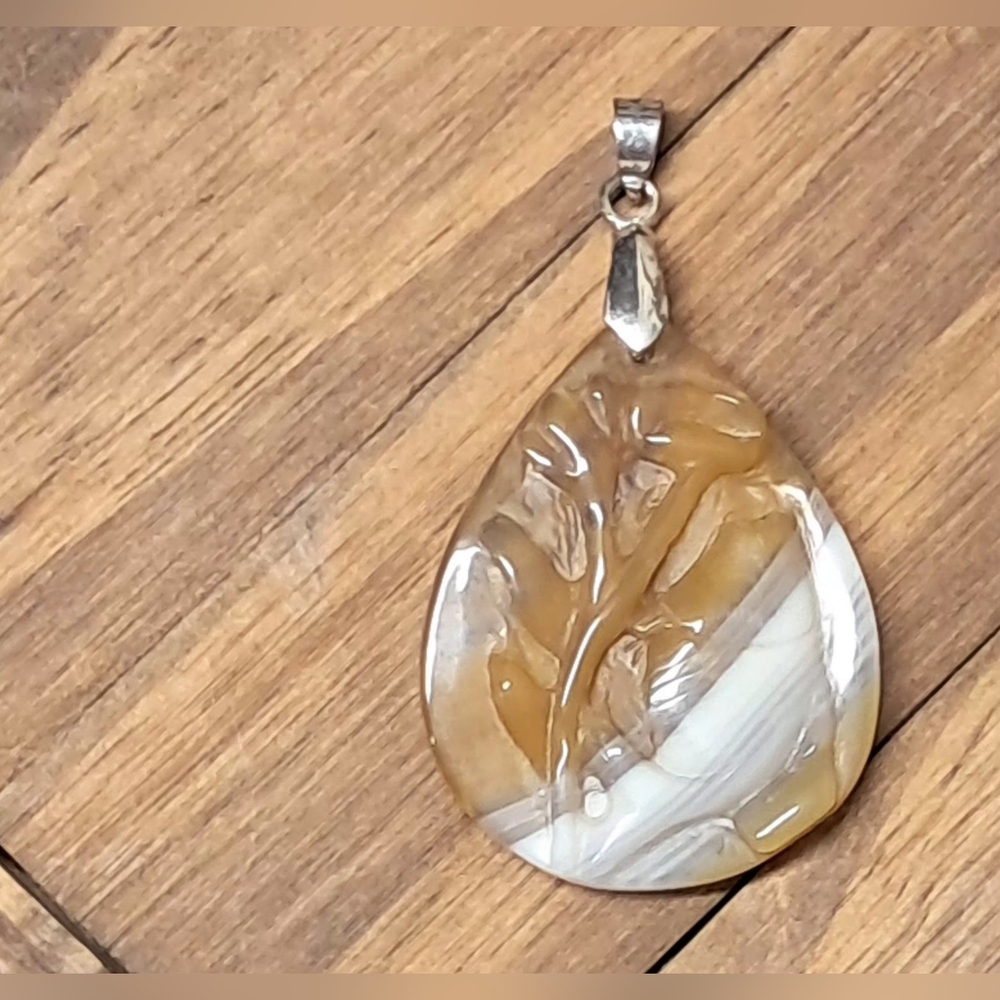 Handcarved Banded Agate Pendant